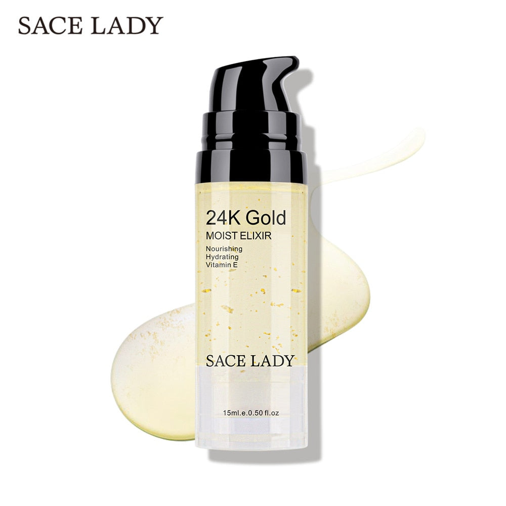 SACE LADY 24K Gold Elixir Oil for Face Makeup Primer 15ml Professional Moisturizing Make Up Base Foundation Primer Pore Cosmetic