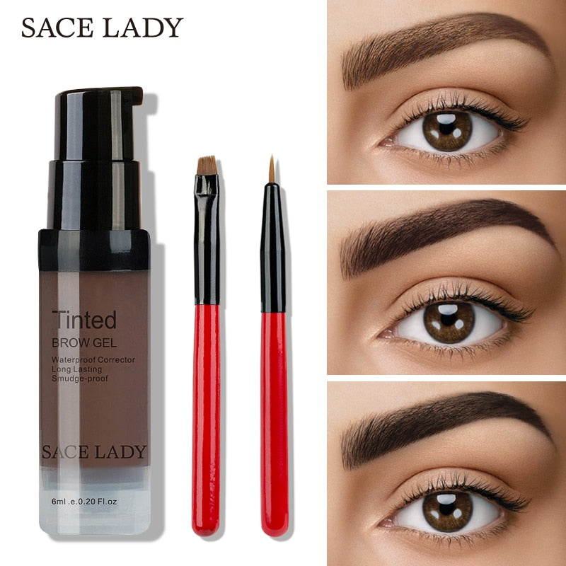 Sace lady 6 cores henna sobrancelha gel matiz à prova dwaterproof água conjunto de escova de maquiagem marrom enhancer sobrancelha tintura creme maquiagem tinta cosméticos
