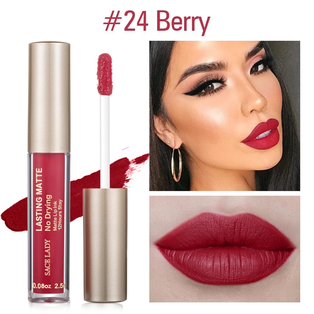 SACE LADY Matte Lipstick Makeup 23 Color Liquid Lipstick Red Nude Lip Tint Moisturizing Make Up Waterproof Long Lasting Cosmetic